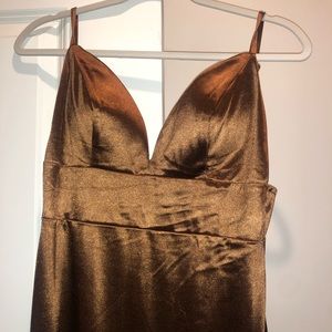 Silk Golden Brown Evening Gown